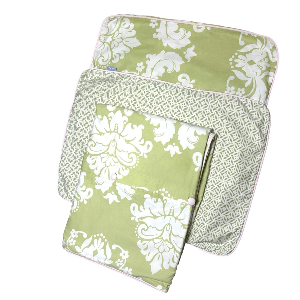SERENA & LILY Green & White Twin Duvet Cover, Euro Sham & Standard Pillow Cover